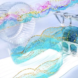 2Pcs Ribbon Washi Tape Set Gold Blue Purple Washi Tape Stickers Decorative Tape PET Tape Aesthetic Washi Tapes PET Tapes Washi Tape for Journaling Scrapbooking Supplies Diy Decoration Stationery