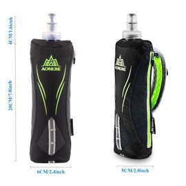 Geila Botella de agua de mano para correr, botella de mano de agarre de 17 onzas con correa de mano, paquete de hidratación deportivo suave (negro)