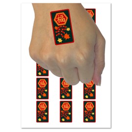 Chinese New Year Fireworks Firecrackers Temporary Tattoo Water Resistant Fake Body Art Set Collection - 54 1" Tattoos (1 Sheet)
