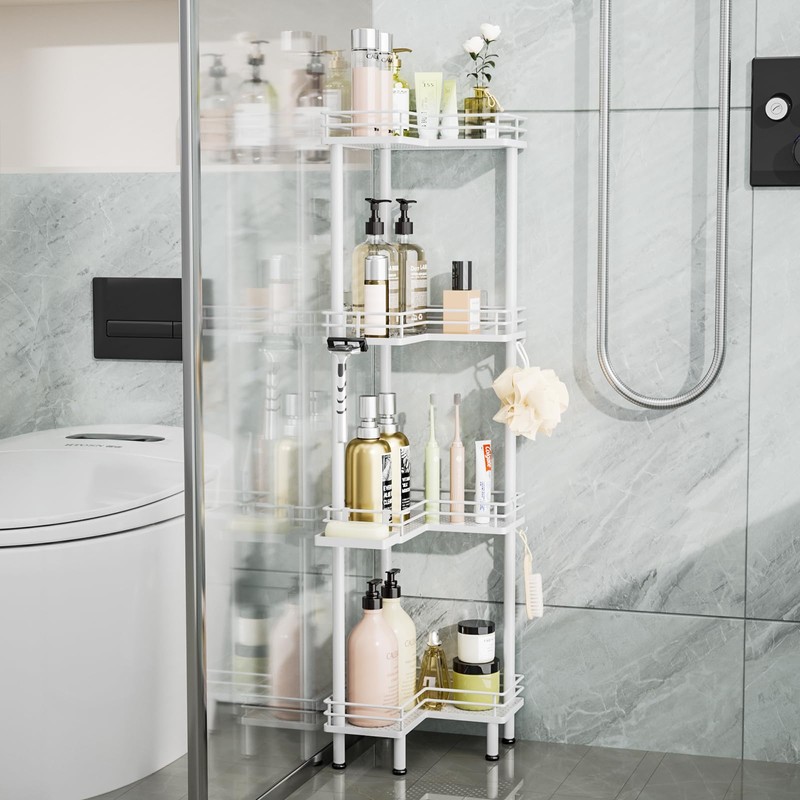Consumest Corner Shower Caddy Standing - 4-Tier Stainless Steel Shower