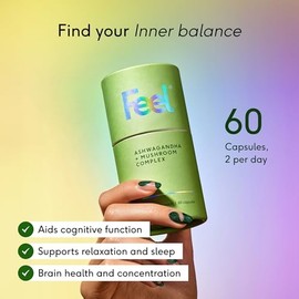 FEEL Ashwagandha, KM66, Promotes Memory, cognition and Relaxation, (60 Capsules)