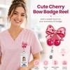 Badge Reel Cute Retractable ID Card Holders with Clip, Pink