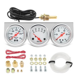 MH 2inch 52mm Triple Gauge Set, Oil Pressure Gauge Water Temp Temperature Volt Meter Car Auto Gauges kit