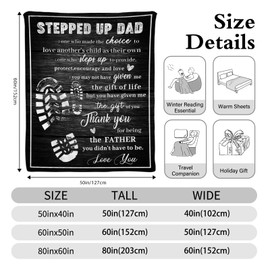 Step Dad Gift, to My Bonus Dad Blanket 50x60 Inch Throw Blankets Birthday Gifts for Stepdad Warm Couch Throws for Fathers Day Christmas Day Gift