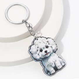 AMOR SPES Corgi Dachshund Beagle Dogs Golden Retriever Springer Poodle Wood Key Chain Love Pets Key Ring (C)