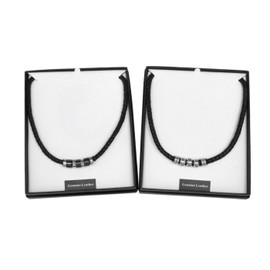 Equilibrium Men's Black Leather Necklace (7570) - Assorted