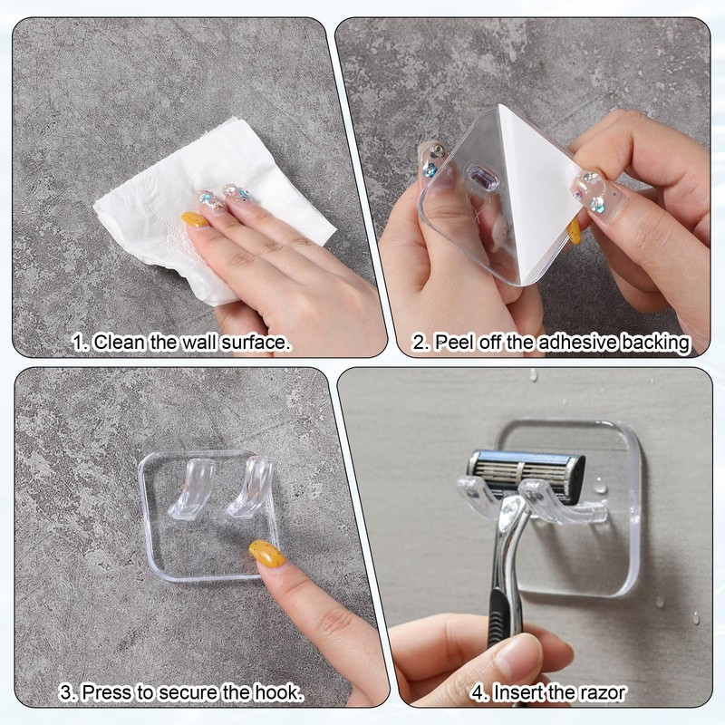Xelsluthe 4 Pcs Razor Holder for Shower Wall Razor Hanger