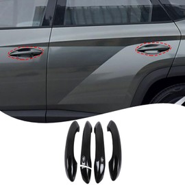Lcojicep ABS Exterior Door Handle Protector Trim Frame Cover Compatible with Hyundai Tucson/Santa Cruz 2022+ Car Door Handle Cover External Protective Accessories (Piano Black)
