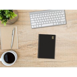 2026 A5 Diary Week To View - Compact Black Hardcover Planner - Lightweight Portable Organiser - Handbag School Travel Diary