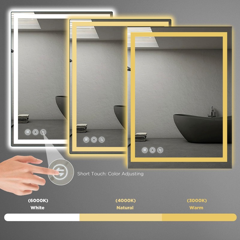 Memobarco LED Mirror for Bathroom 20"x 28" with Frontlit and