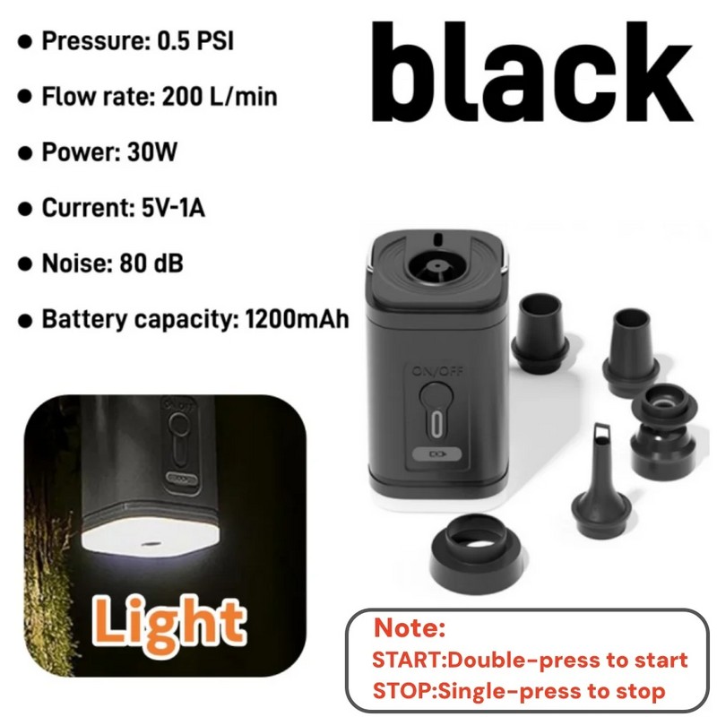 Mini Rechargeable Air Pump for Inflatables – 3-in-1 Inflator, Deflator