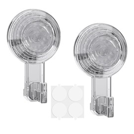 DOOCECIY 2 Pcs Wreath Suction Hook for Front Door, Reusable Heavy Duty Strong Suction Hooks, Transparent Waterproof Shower Hooks