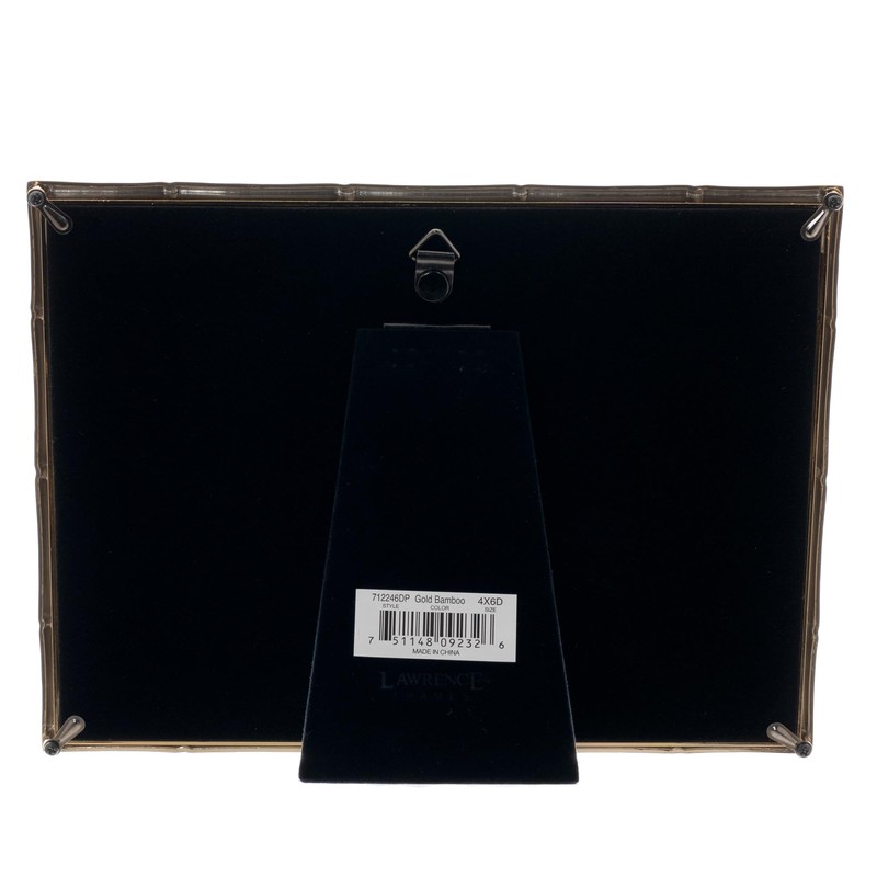 Lawrence Frames 4x6 Double Gold Metal Picture Frame with Bamboo