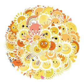 Sun Sticker Set 50 Pieces Cute Decoration for Car Laptop Skateboard Bicycle Moped Motorcycle Bicycle Computer Suitable for Adults Children