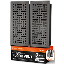 Home Intuition Basketweave Floor Vent Covers 4X12 Inch Floor Register with Mesh Cover Trap Heat and Air Walkable Metal Floor Vent for HVAC Duct, Dark Grey