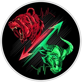 Stock Market Bull Bear Fight Forex Futures Car Bumper Window Sticker Decal Wall Street Sticker Trader Car Sticker Good for any flat surface Laptop Bumper Skateboard Luggage 4.5" sb77