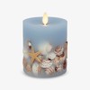 Luminara Flameless LED Candle Soft Chambray Embedded Seashell & Starfish
