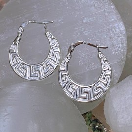 Unbranded Sterling Silver Huggies' Hoop Earrings, Greek Circle  Earrings