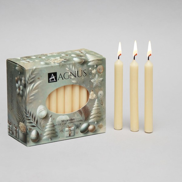 50 Champagne 4.5" Long Natural Baumkerzen Christingle Chime Pyramid Christmas