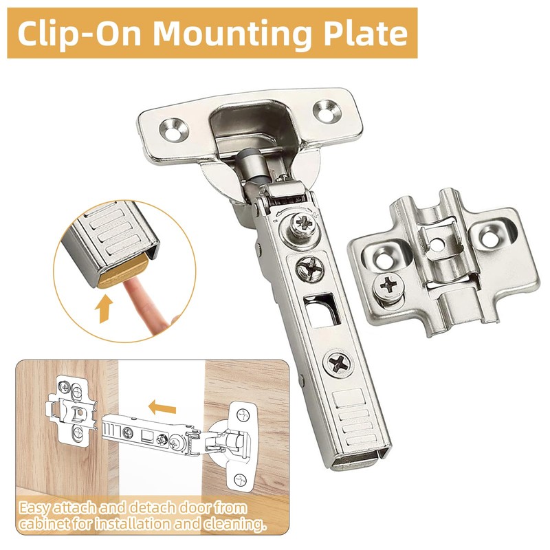 Furniware 10 Pack Frameless Full Overlay Soft Close Cabinet Hinges,