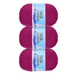 Rebower Cotton Yarn,60% Cotton and 40% Acrylic Fibers Soft Knitting Yarn [for Hand DIY Bag Cushion Crocheting Knitting Projects Home Decor], -3 Skeins/3×252yards/3×4.23oz/Purple