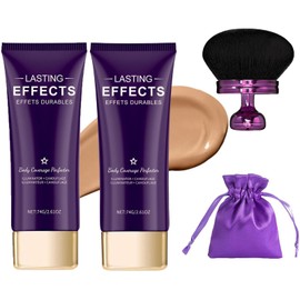 2 Pack Body Coverage Perfector, All-Over Complexion Perfector with Extra Large Body Makeup Brush, Body Perfector Cream, Leg and Body Scar Cover Make-up, Tattoo Cover, Waterproof(Brown)
