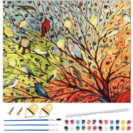 Barlone Paint by Numbers Adults 40 x 50 cm, DIY Hand Painted Oil Painting Kit - Coloured Bird, Paint by Numbers Adult for Beginners and Adults, with 3 Brushes and Acrylic Paint, Wrinkle-Free Canvas