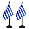 Greece Desk Flag Set, 2 Pack Greek Table Office Flags,