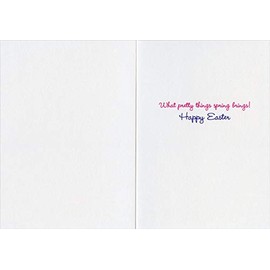 Cat Smelling Hyacinths Cute Easter Card