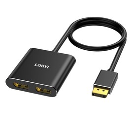 Displayport to Dual Displayport Splitter Adapter,4K60Hz MST Displayport hub 1 in 2 Out Display Port for Dual Monitors,DP1.4 Display Port Splitter for Desktop,Laptop,Extend Display
