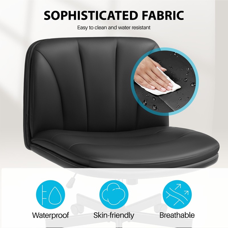 Prime Criss Cross Office Chair, Comfy Wide PU Leather Armless