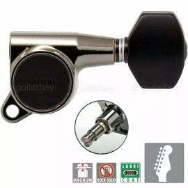 GOTOH NEW Gotoh SG381-B07 MG LOCKING 6 in line Tuners Set Plastic Buttons, COSMO BLACK