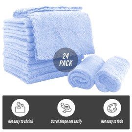 Sunny zzzZZ Ultra Soft 24 Pack Baby Washcloths - 10x10 Inches - Coral Fleece Extra Absorbent Wash Clothes for Babies, Infants and Toddlers - Sensitive Skin and Newborn - Ideal Baby - Sky Blue