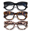 ZXYOO Oversized Reading Glasses for Women,3 Pack Blue Light Blocking