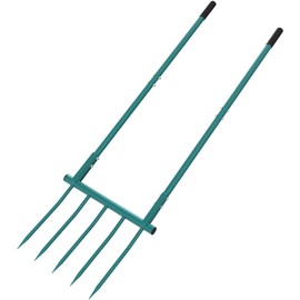 5 Tines 20 in Wide Heavy Duty Pitch Fork for Gardening Spading, Ergonomic Stainless Steel Digging Fork, 55 inch Heigh Handled Broad Fork Garden Tool Claw Weeder Soil Tiller Cultivator Aerate Clay Soil