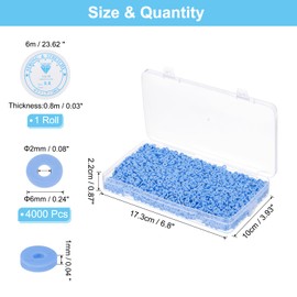 PATIKIL 4000 Pcs Clay Beads Bracelet Making Kit, 6mm Flat Round Polymer Clay Spacer Beads Preppy Heishi Beads Disk with Elastic String for DIY Friendship Jewelry Making, Haze Blue