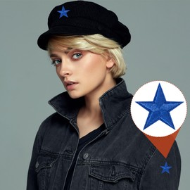 CustomyLife 30 Pcs 1 Inch Star Iron on Patches, Blue Sew on Star Embroidered Appliques Embellishments for Hats, Clothing, Jackets, Jeans, Backpacks