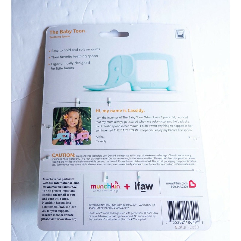 Munchkin The Baby Toon Silicone Teether Spoon Elephant - Mint