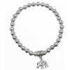 Fashion Stretchy Bracelets with Silver Beads, Elephant Pendant