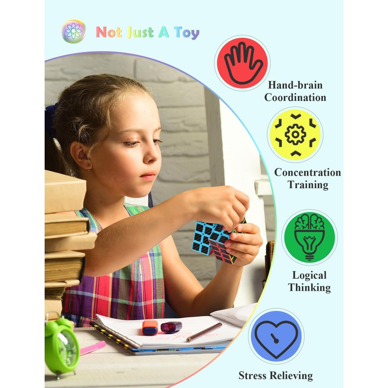 ROXENDA Rubik's Cube Carbon Fibre Speed Cube Super Durable Sticker