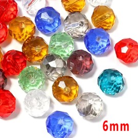 500PCS Multicolor 6mm Glass Beads, Crystal Faceted Beads Jewelry Making Supply for Jewelry Making Art Craft Decoration, DIY Bracelets Jewelry Gifts