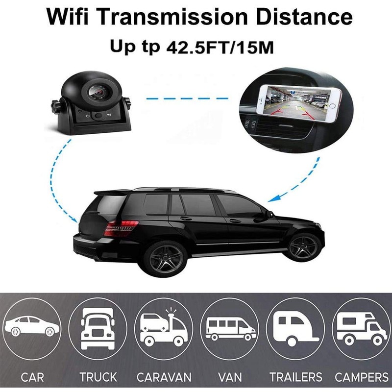 Wireless Backup Dash Cam, MHCABSR WiFi Reversing Camera Work with