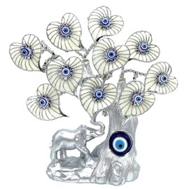 Betterdecor Blue Evil Eye Turkish Nazar Money Fortune Tree Lucky Elephant Design Home Decor for Blessing and Protection