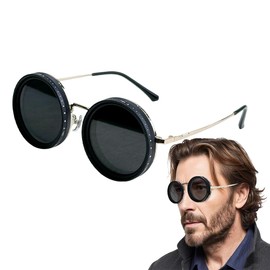 FEISEDY B1332 9 Adjustable Sunglasses, Polarized Round, UV400, UV Protection, Glass Lens, 1-9 Levels, Adjustable Lenses, Unisex,, gold