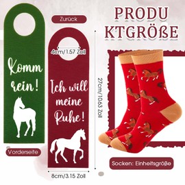 SATINIOR Girls Horse Gifts Horse Socks Door Hanger Komm Rein Ich Will Meine Ruhe mit Pferd Motif Birthday Graduation 8-12 Years Students Teenagers, Red, Green