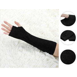 Allegra K Unisex Classic Fashion Stretch Fingerless Arm Warmmer Oversleeve One Size Black