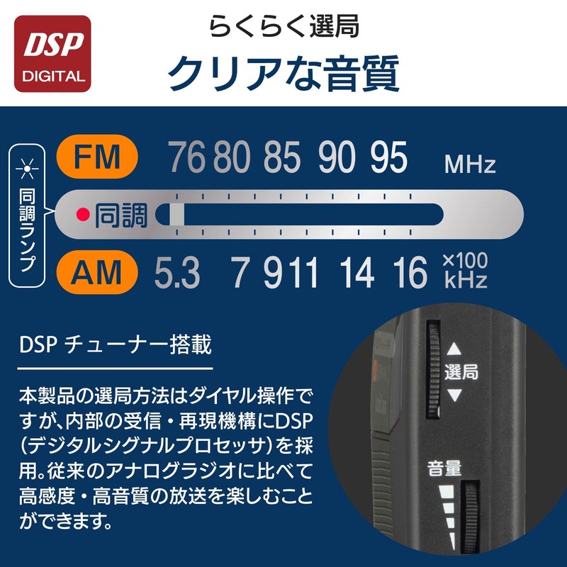 Ohm (OHM) Electric AudioComm Vertical Handy Radio AM/FM RAD-H250N 03-1271