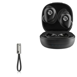 BoxWave Cable Compatible with Raycon Fitness Earbuds - USB Type-C Keychain Charger, Key Ring USB Type-C to Type-A 8 in USB Cable - Jet Black