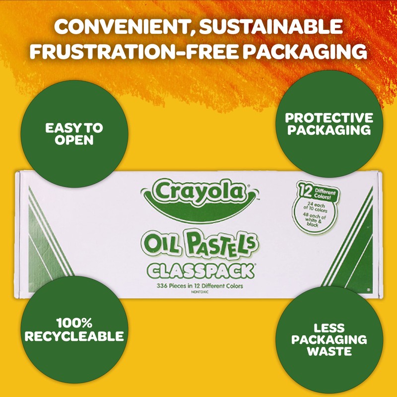 Crayola Oil Pastels Classpack (336ct), 12 Brilliant Opaque Colors, Kids