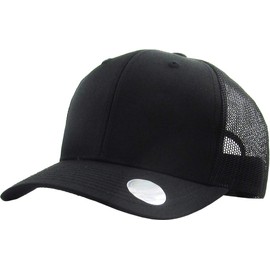 KBE-MESH BLK-BLK Classic 6 Panel Cotton Twill Mesh Trucker Cap Hat Adjustable Snapback Hat